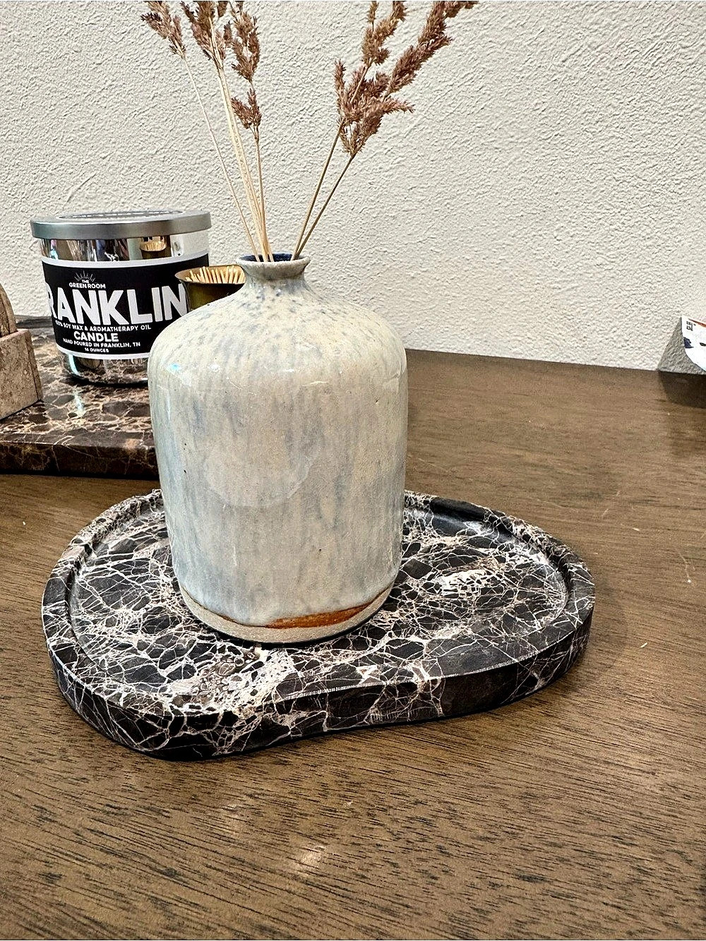 H&M small brown marble tray organic shape